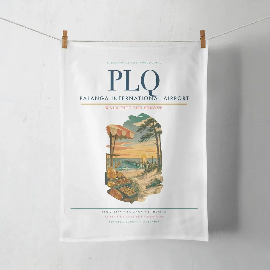 Palanga International Airport (PLQ) design on white towel