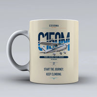 Thumbnail for Cessna 150M design on beige ceramic mug, double-side print