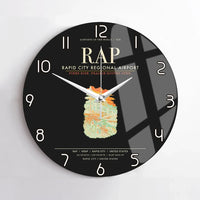 Thumbnail for Rapid City Regional Airport (RAP) design on black no frame wall clock