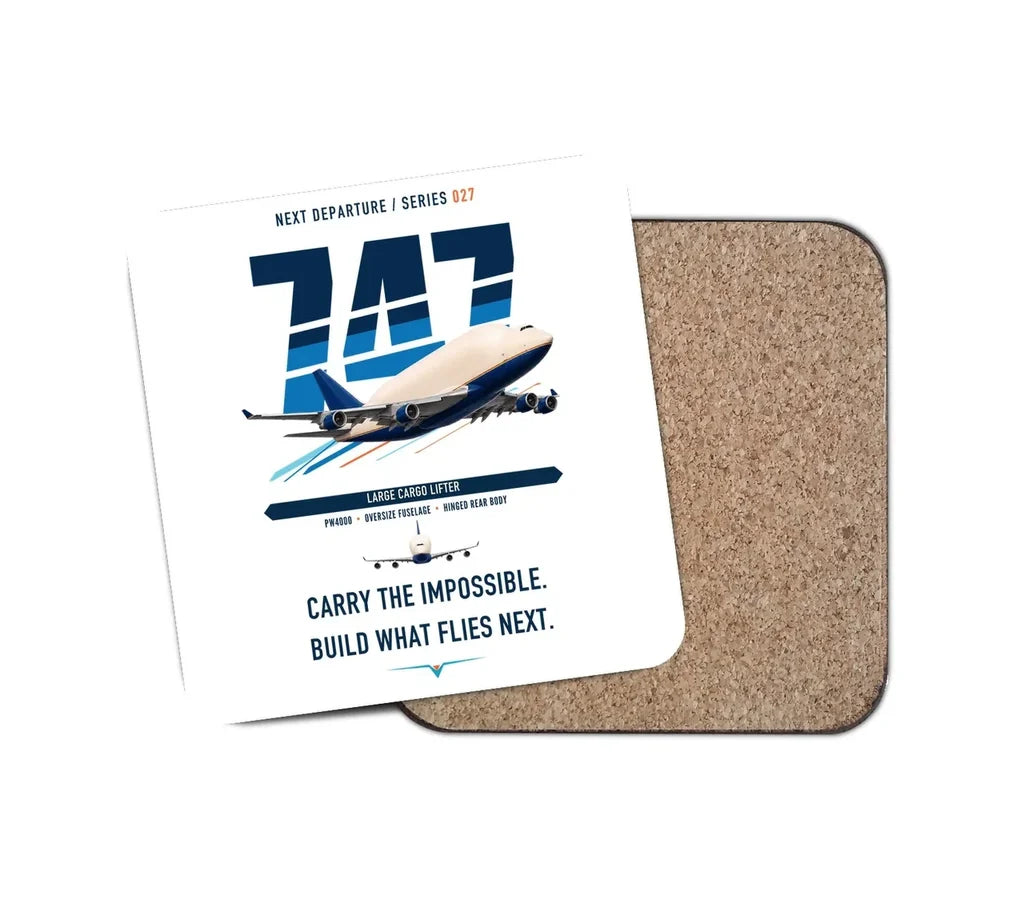 Boeing 747-400 Dreamlifter design on white 1 piece coaster
