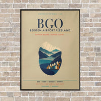 Thumbnail for Bergen Airport Flesland BGO vertical canvas print - framed - beige background