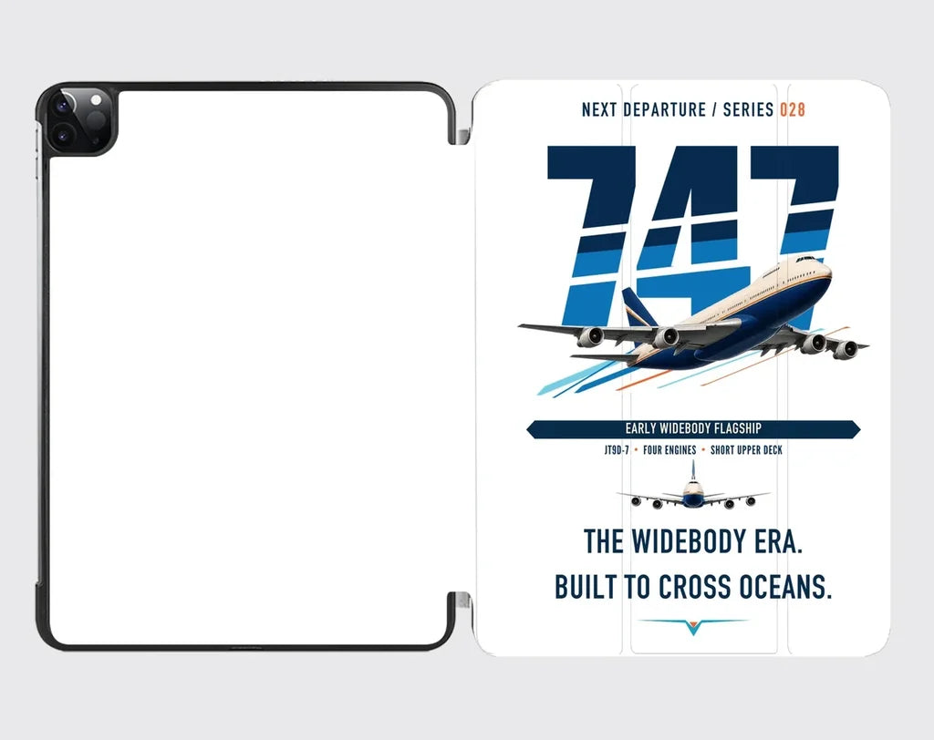 Boeing 747-200B design on white ipad tablet case