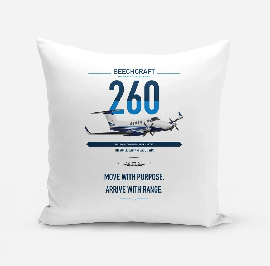 Beechcraft King Air 260 design on white pillow