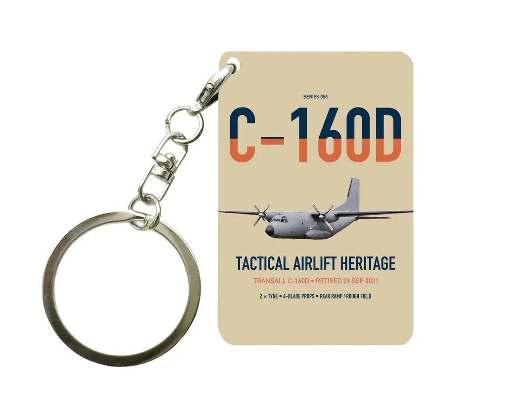 Transall C-160D design on beige designed key chain, double-side print