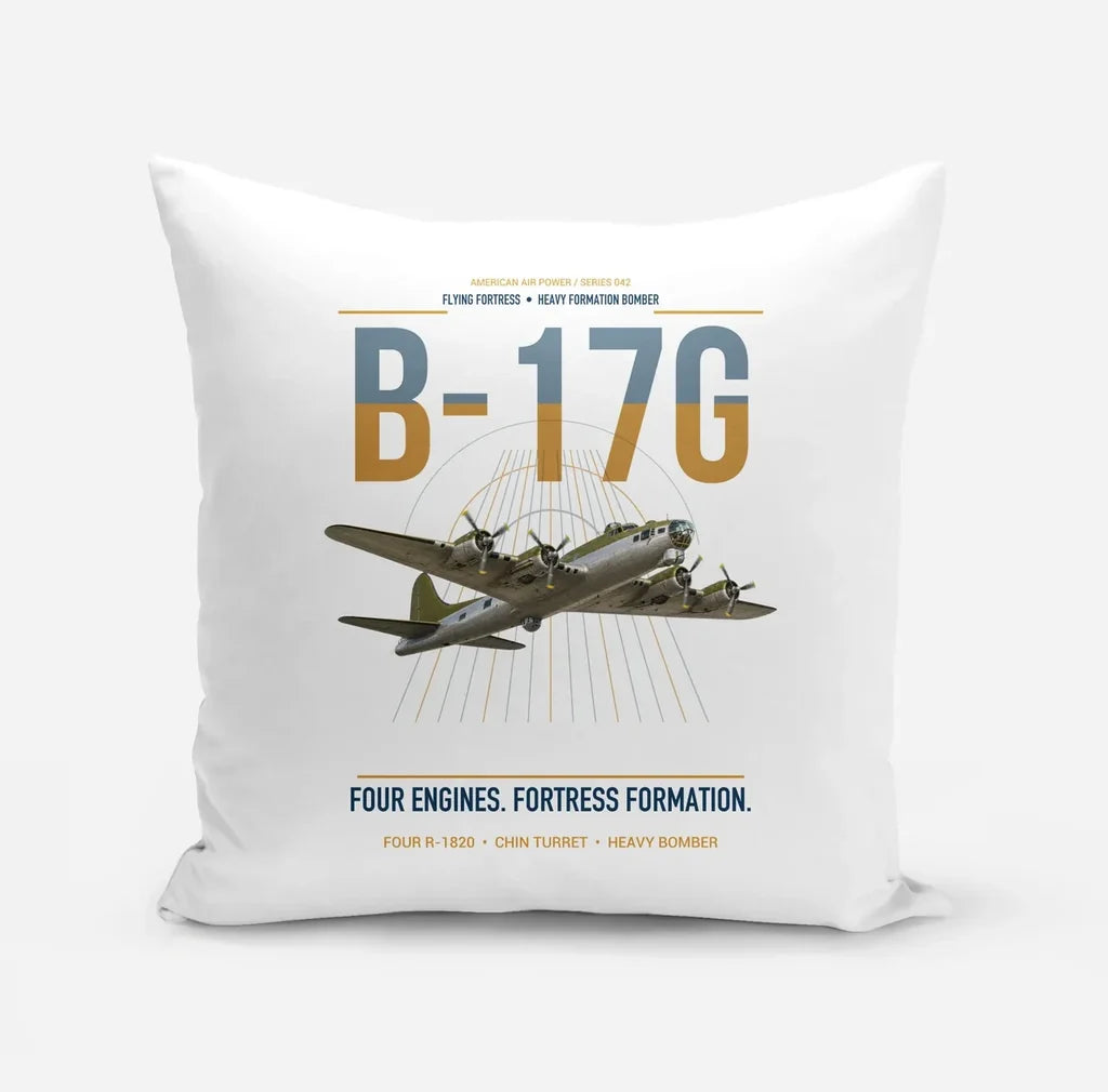 B-17G Flying Fortress design on white pillow