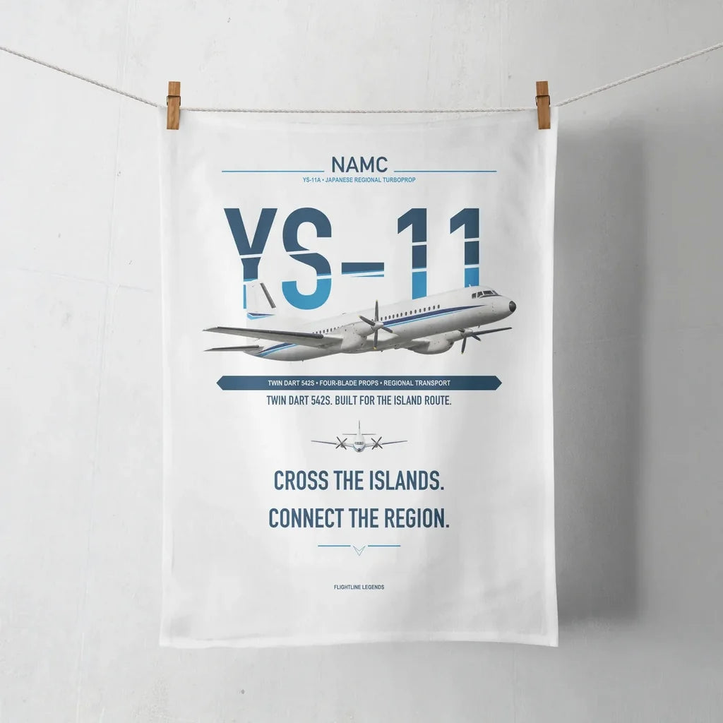 NAMC YS-11A design on white towel