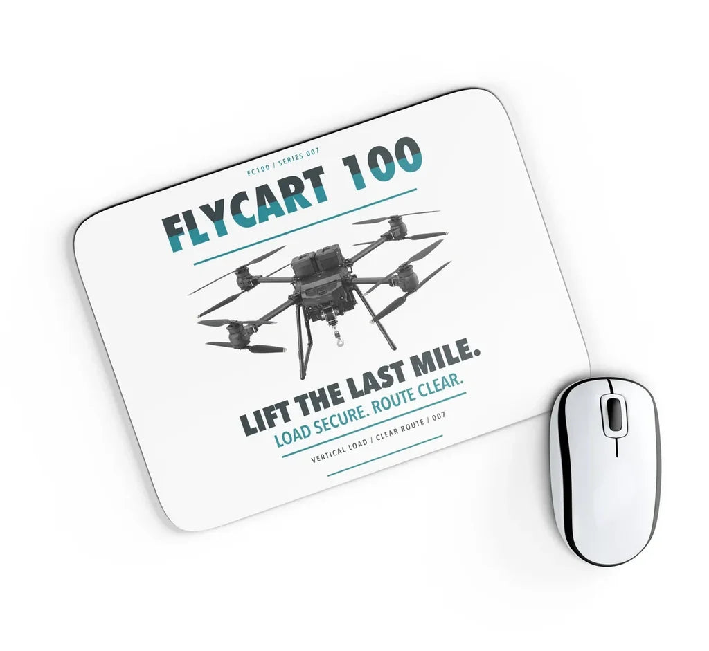 DJI FlyCart 100 design on white rectangle mouse pad