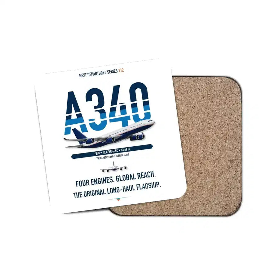 Airbus A340-300 design on white 1 piece coaster