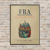 Thumbnail for Frankfurt Airport FRA vertical canvas print - framed - beige background