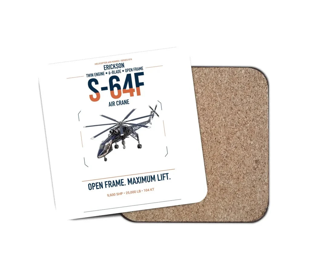 Erickson S-64F Air Crane design on white 1 piece coaster