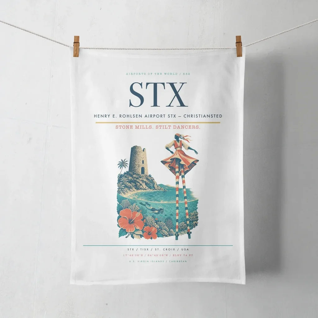 Henry E. Rohlsen Airport (STX) design on white towel