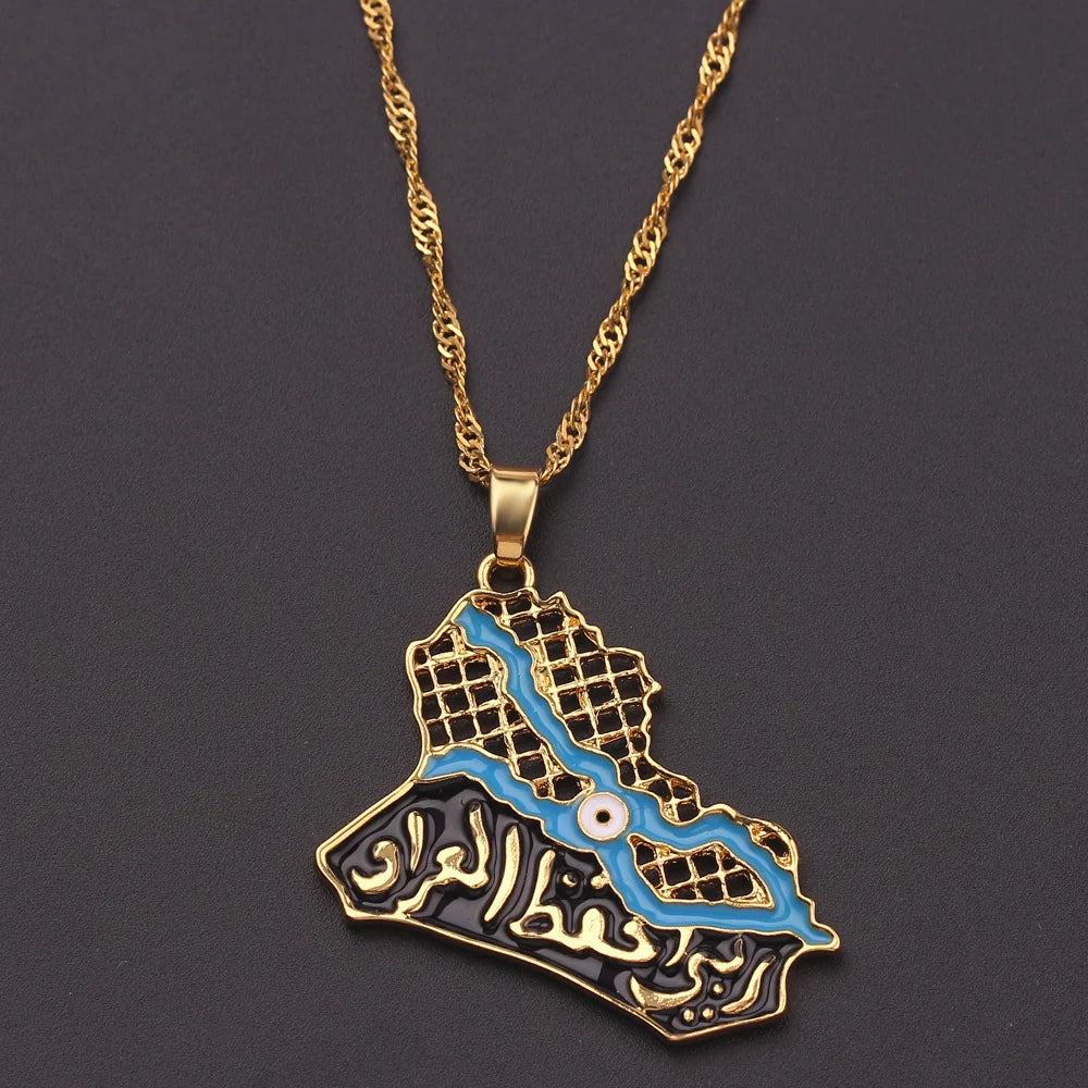 Iraq Map Flag Necklace - view 2