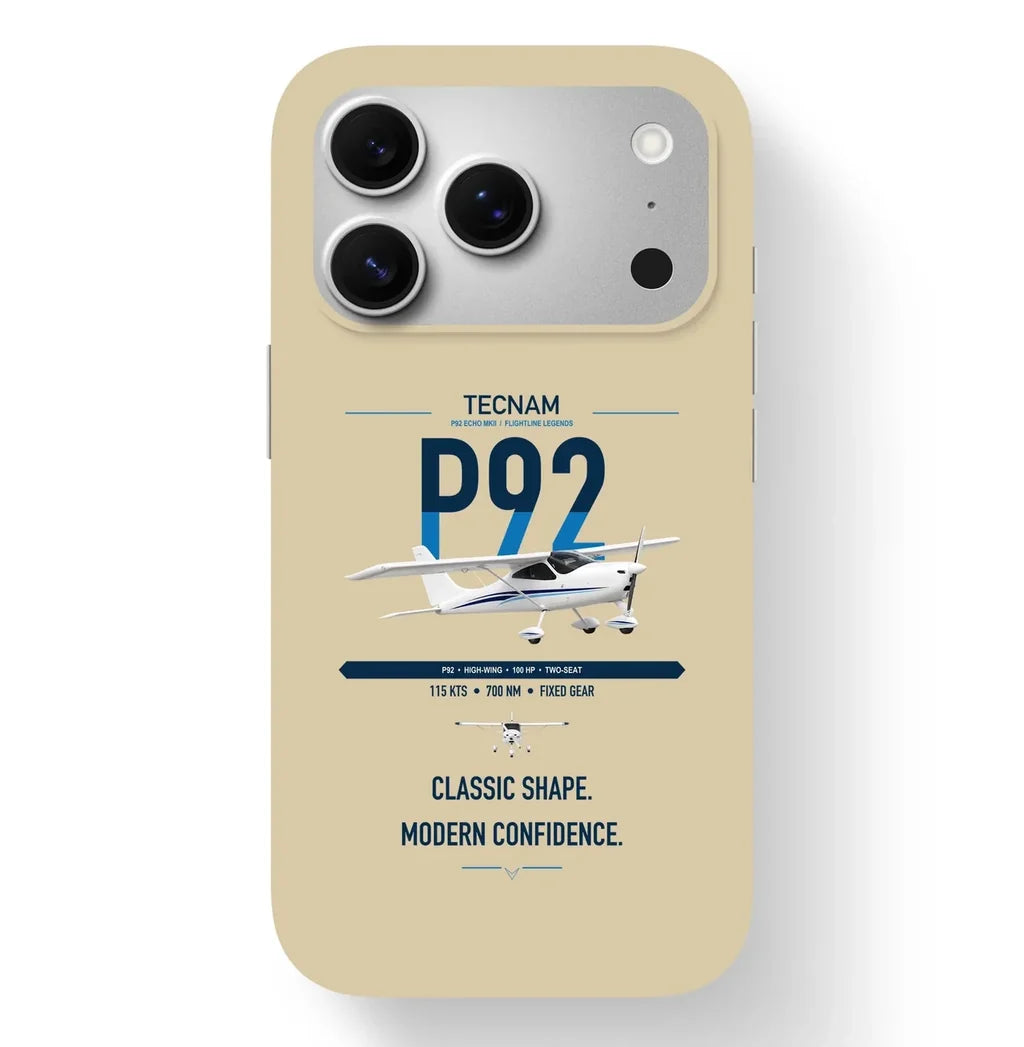 Tecnam P92 Echo MkII design on beige magsafe iphone case, for iPhone 17 Pro