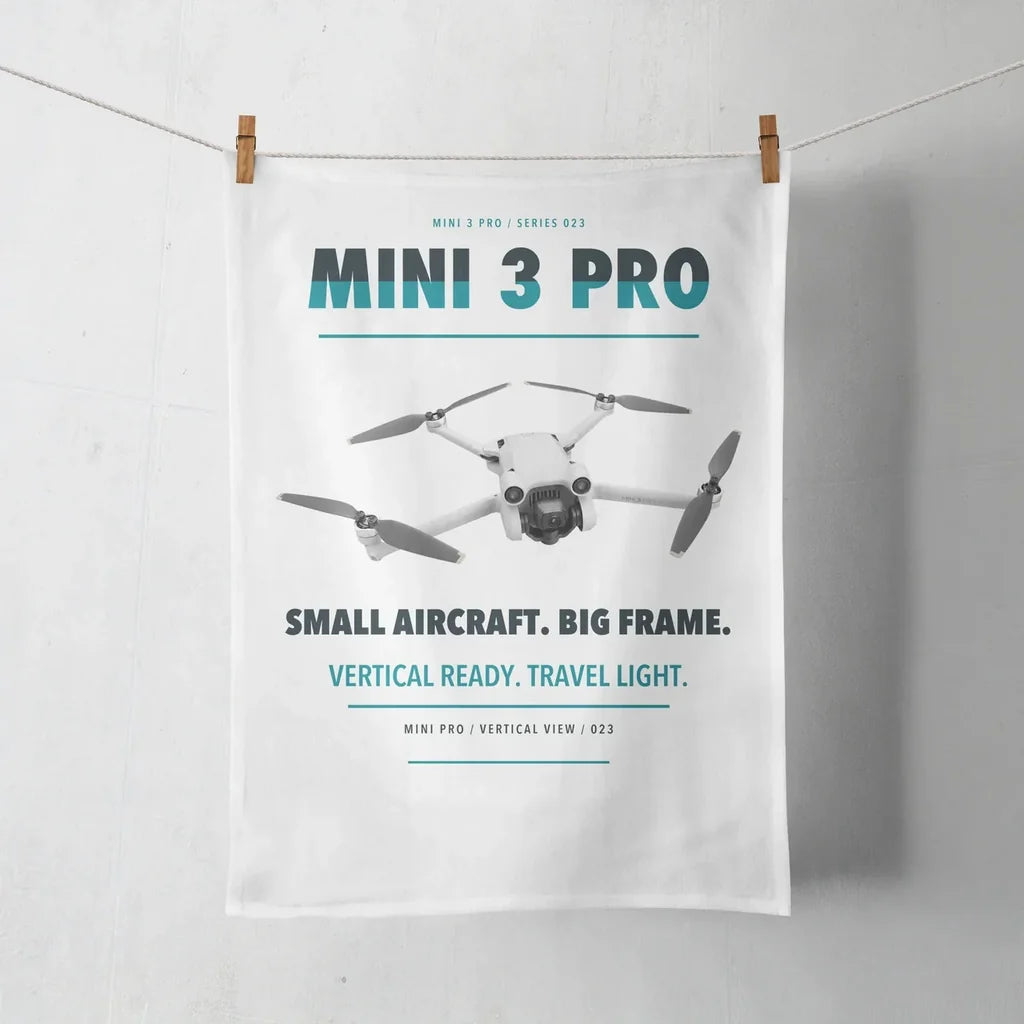 DJI Mini 3 Pro design on white towel