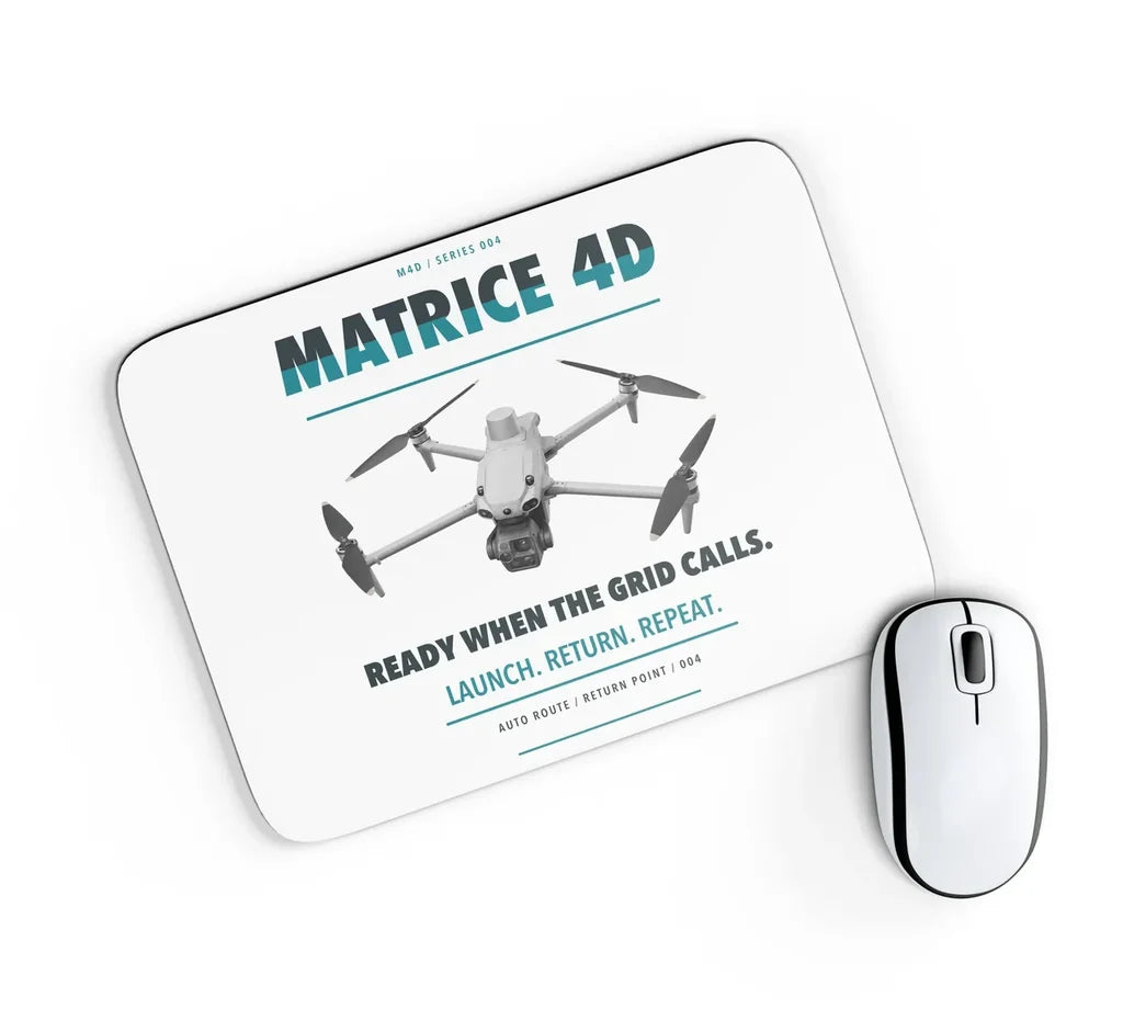 DJI Matrice 4D design on white rectangle mouse pad