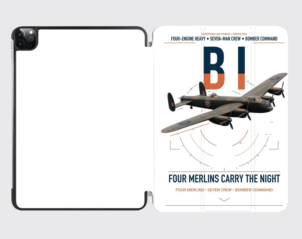 Avro Lancaster B I design on white ipad tablet case