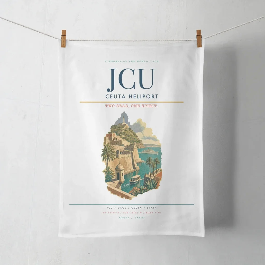 Ceuta Heliport (JCU) design on white towel