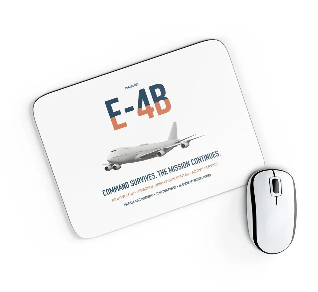 E-4B Nightwatch design on white rectangle mouse pad