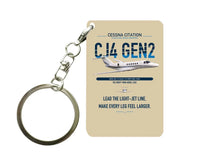Thumbnail for Cessna Citation CJ4 Gen2 design on beige designed key chain, double-side print