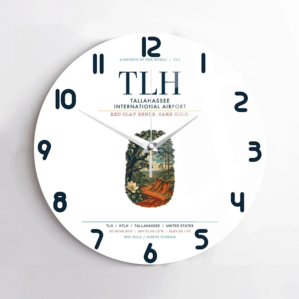 Tallahassee International Airport (TLH) design on white no frame wall clock