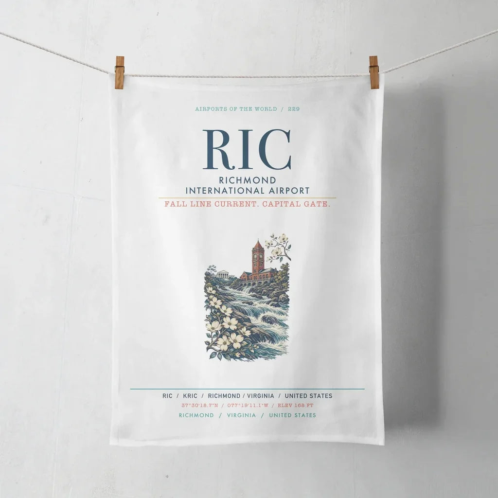 Richmond International Airport (RIC) design on white towel