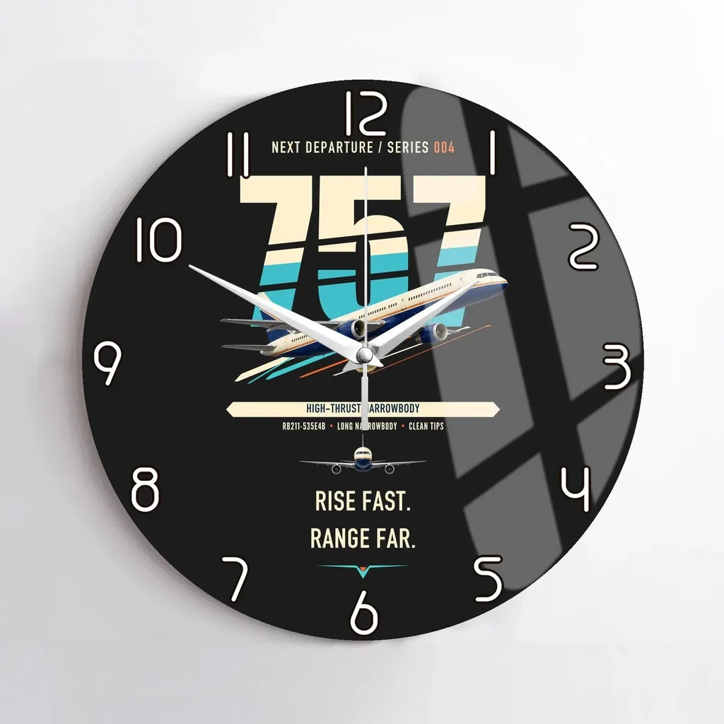 Boeing 757-200 design on black no frame wall clock