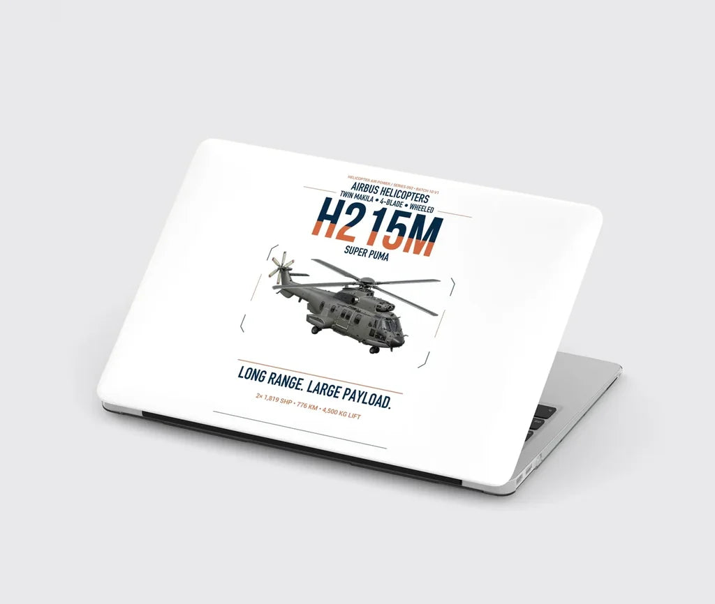 Airbus H215M design on white MacBook case