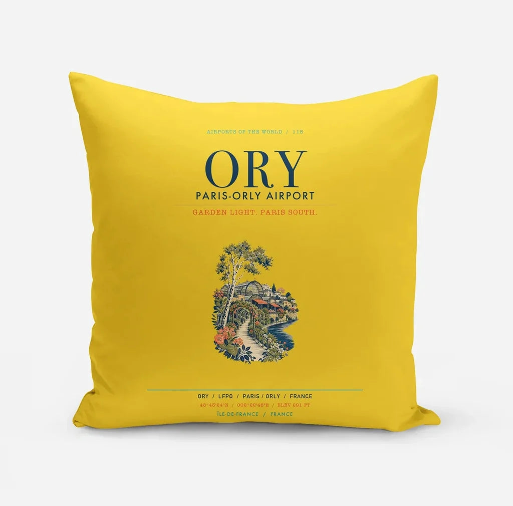 Paris-Orly Airport (ORY) design on yellow pillow