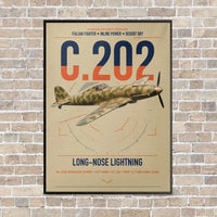 Thumbnail for Macchi C.202 Folgore vertical canvas print - framed - beige background