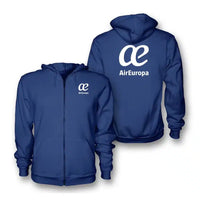 Thumbnail for Air Europa logo on blue zipped hoodie