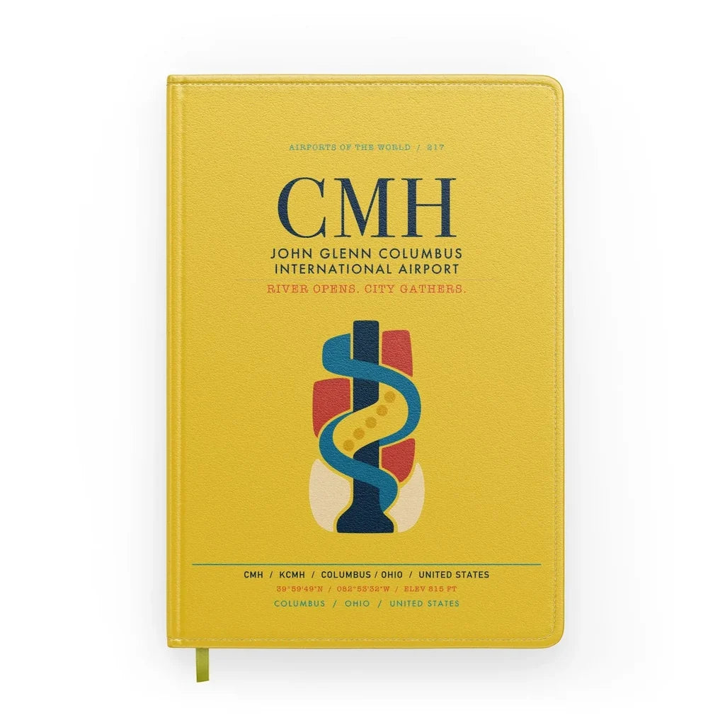 John Glenn Columbus International Airport (CMH) design on yellow notebook