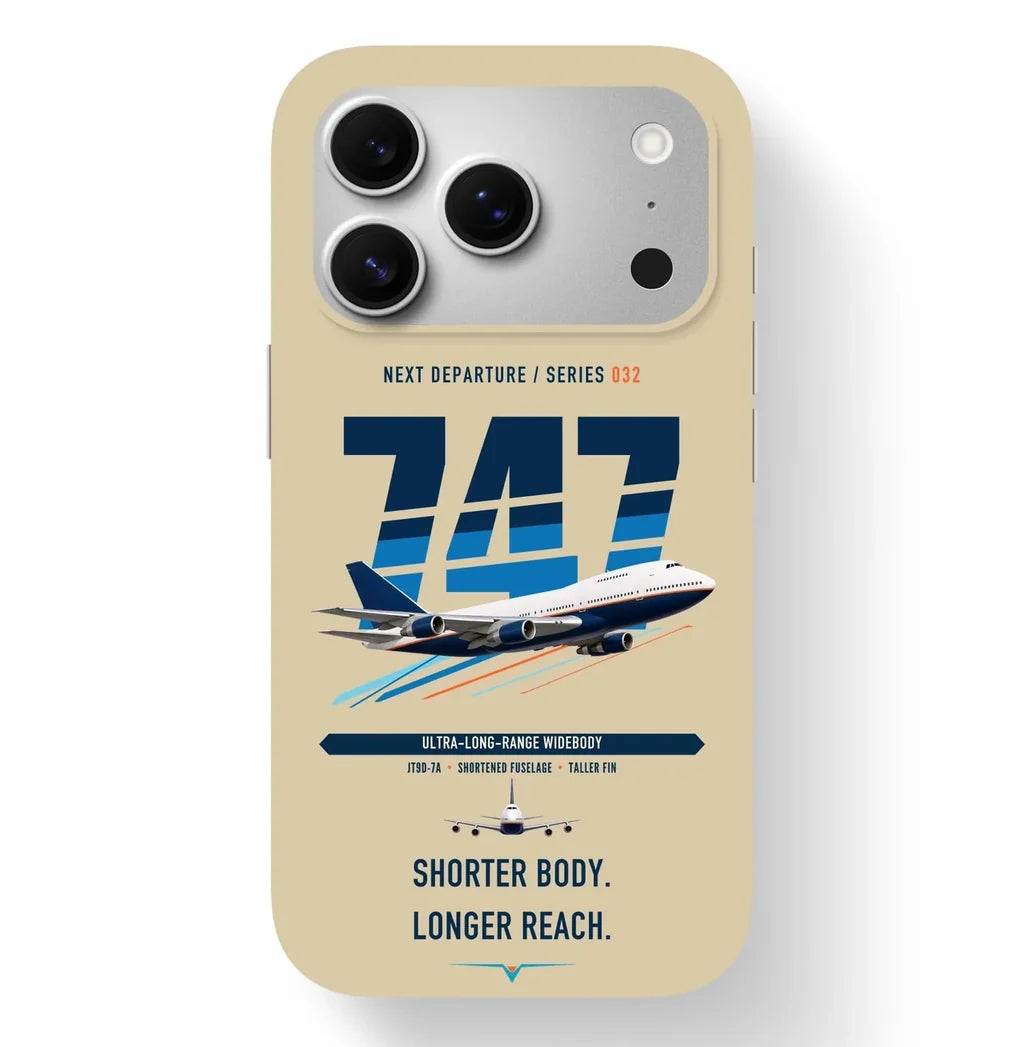 Boeing 747SP design on beige magsafe iphone case