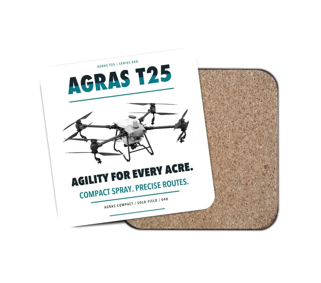 DJI Agras T25 design on white 1 piece coaster