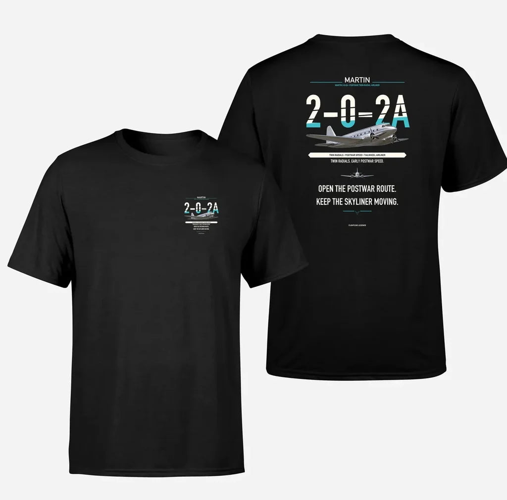 Martin 2-0-2A design on black t shirt
