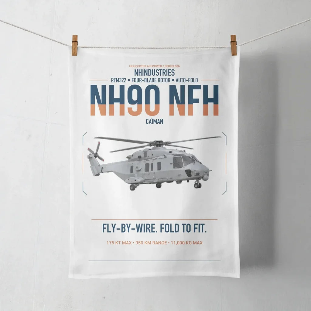 NHIndustries NH90 NFH Caïman design on white towel