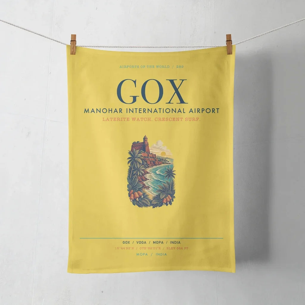 Manohar International Airport Mopa (GOX) design on yellow towel