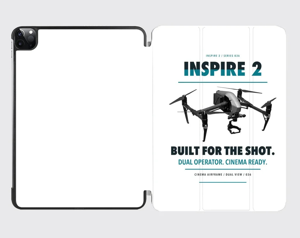 DJI Inspire 2 design on white ipad tablet case