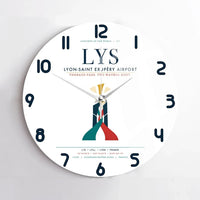Thumbnail for Lyon-Saint Exupéry Airport (LYS) design on white no frame wall clock