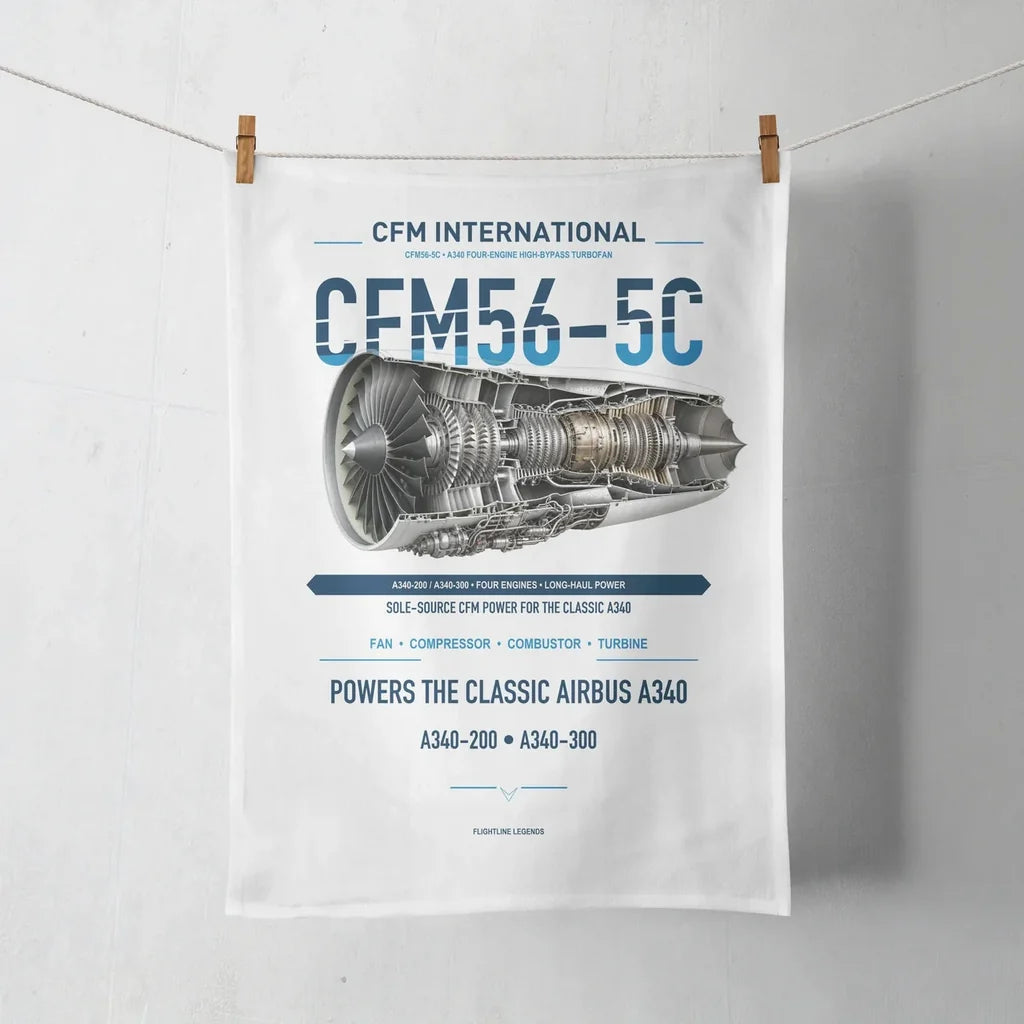 CFM56-5C design on white towel