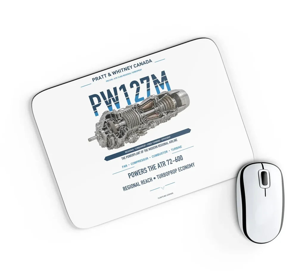 PW127M design on white rectangle mouse pad