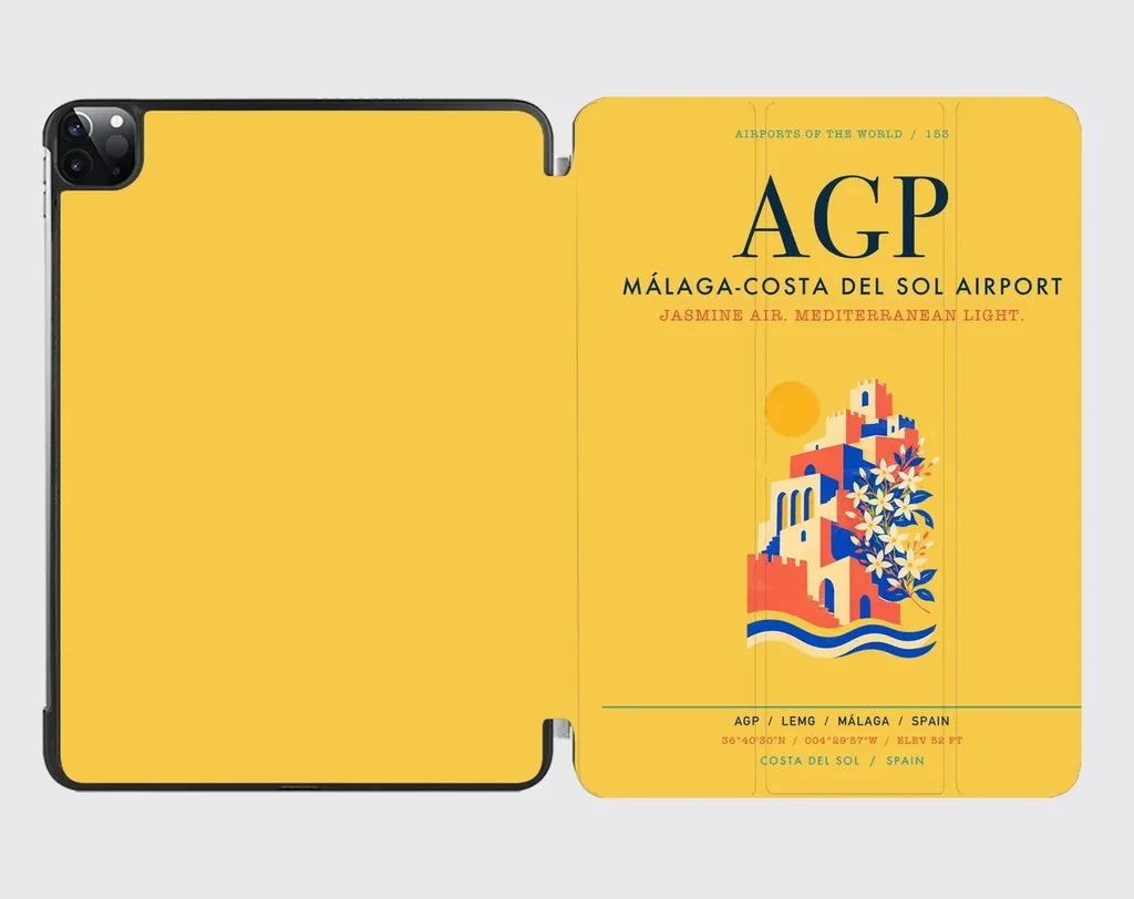 Malaga-Costa del Sol Airport (AGP) design on yellow ipad tablet case