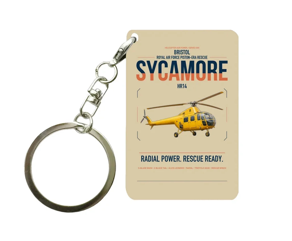 Bristol Sycamore HR14 design on beige designed key chain, double-side print