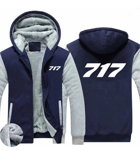 Boeing 717 Flat Text Zipped Sweatshirts