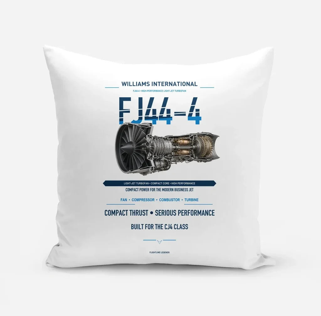 FJ44-4 design on white pillow