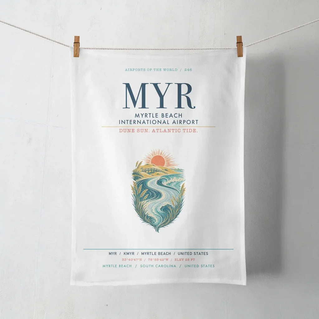 Myrtle Beach International Airport (MYR) design on white towel