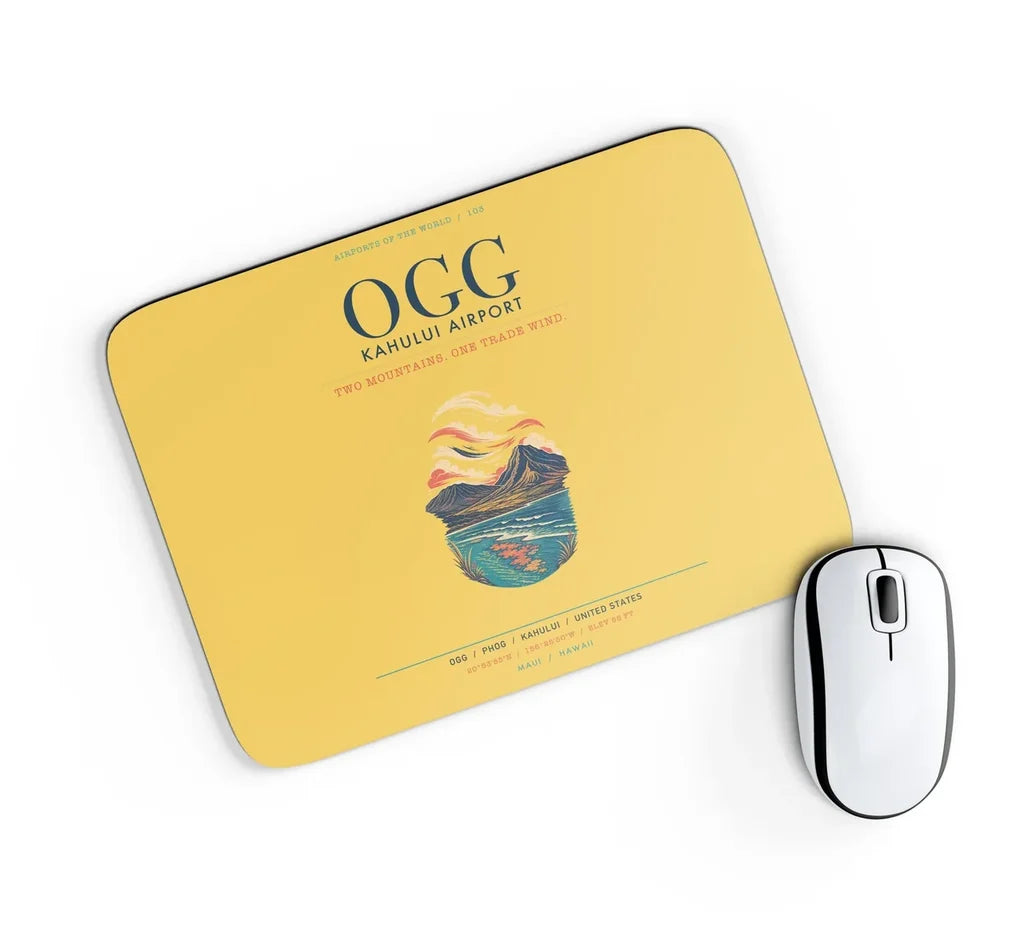 Kahului Airport (OGG) design on yellow rectangle mouse pad