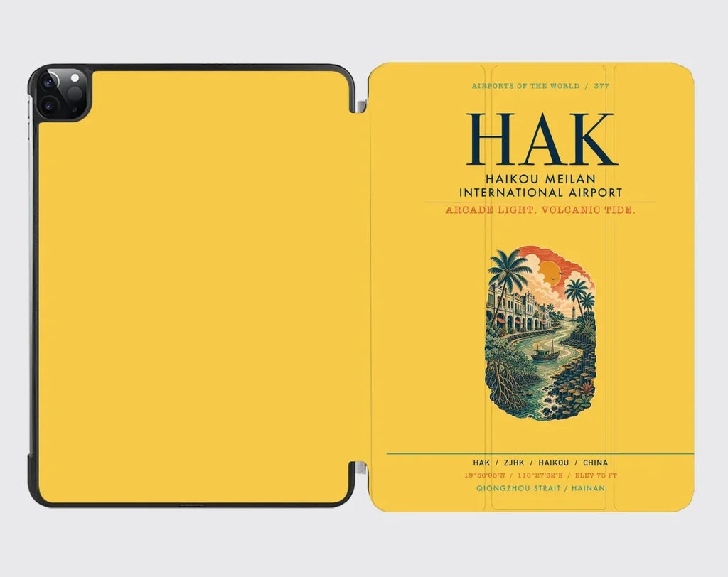 Haikou Meilan International Airport (HAK) design on yellow ipad tablet case