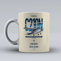 Thumbnail for Cessna T210N Centurion design on beige ceramic mug, double-side print
