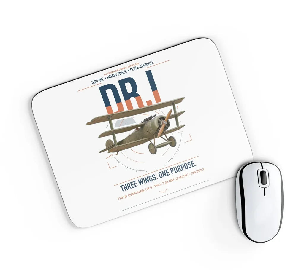 Fokker Dr.I design on white rectangle mouse pad