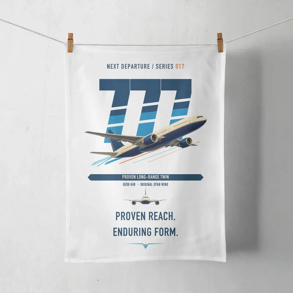 Boeing 777-200ER design on white towel